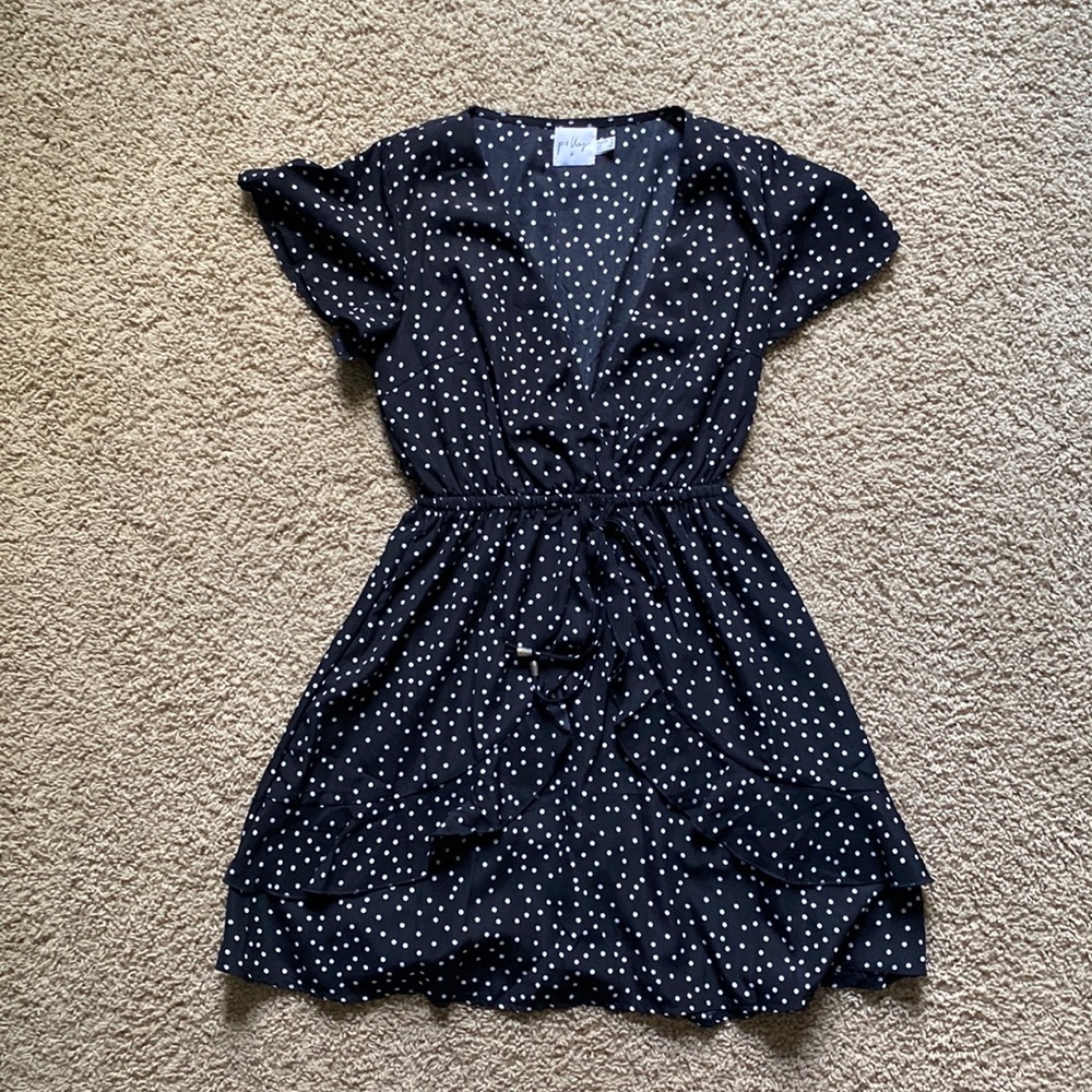 Princess Polly black polka dot dress (size 2)